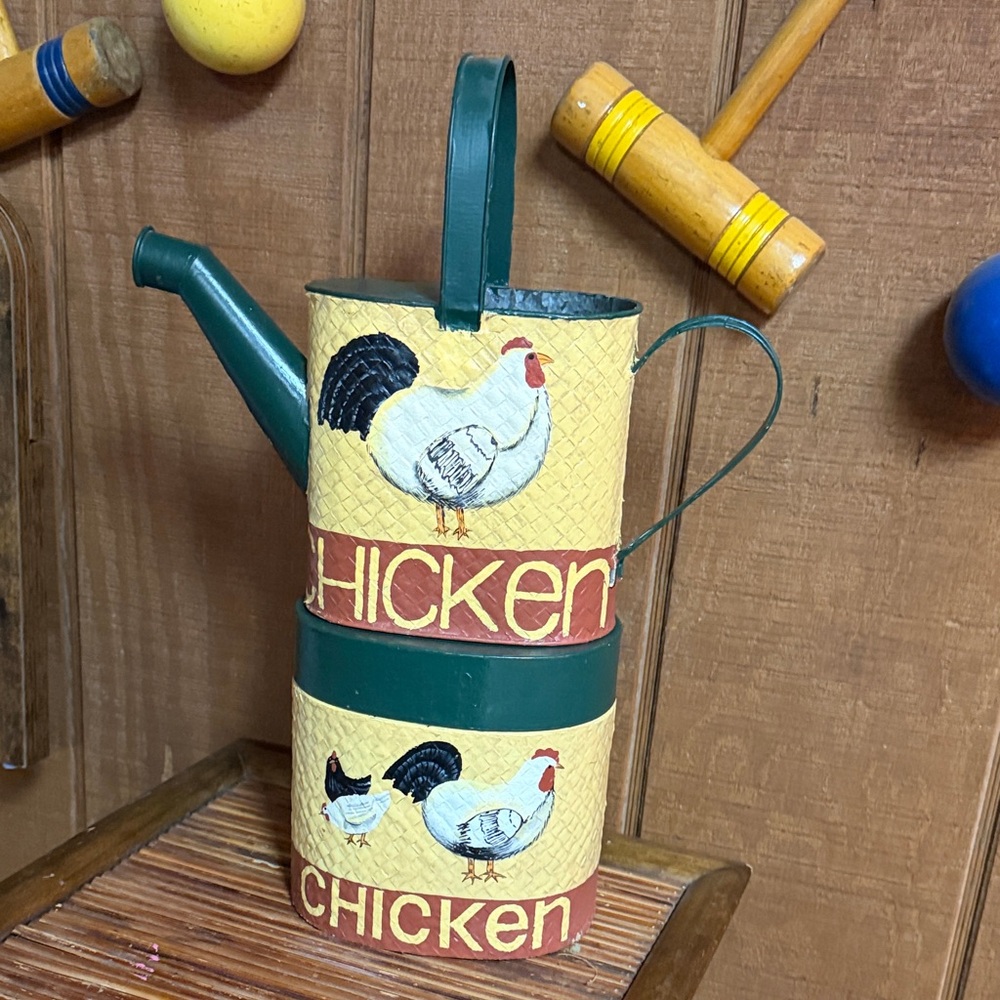 Rustic Chicken Watering Can and storage box